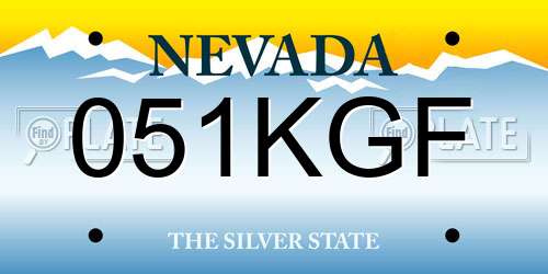 051KGF Nevada License Plate