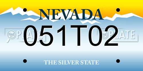 051T02 Nevada License Plate