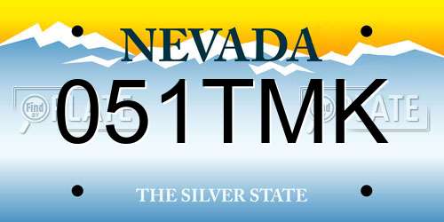 051TMK Nevada License Plate