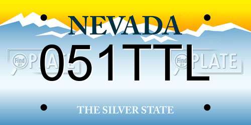 051TTL Nevada License Plate