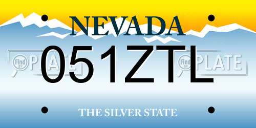 051ZTL Nevada License Plate