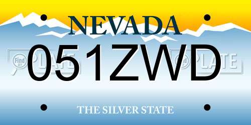 051ZWD Nevada License Plate
