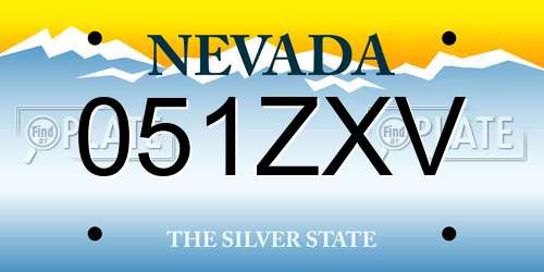 051ZXV Nevada License Plate