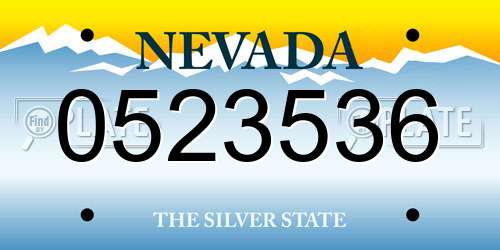 0523536 Nevada License Plate