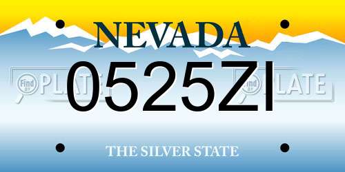 0525ZI Nevada License Plate
