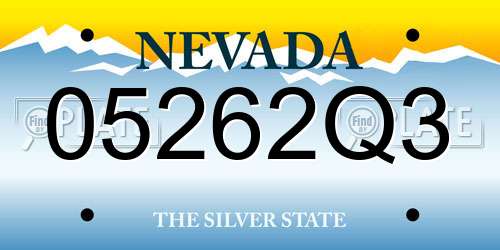 05262Q3 Nevada License Plate