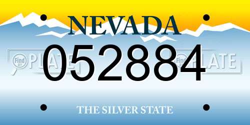 052884 Nevada License Plate