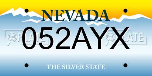 052AYX Nevada License Plate