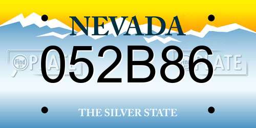 052B86 Nevada License Plate