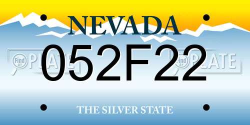 052F22 Nevada License Plate
