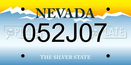 052J07 Nevada License Plate
