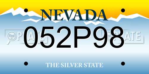 052P98 Nevada License Plate