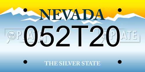 052T20 Nevada License Plate