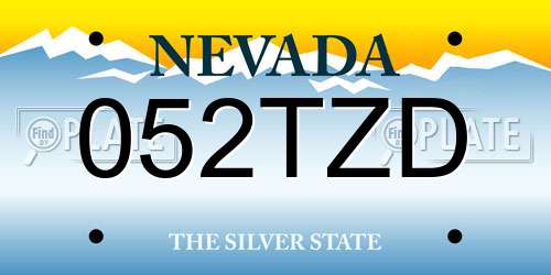 052TZD Nevada License Plate