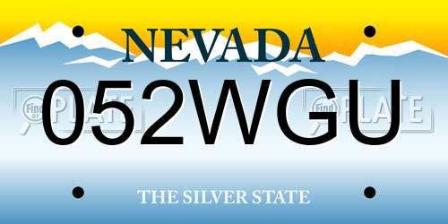 052WGU Nevada License Plate