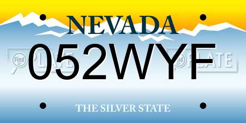 052WYF Nevada License Plate