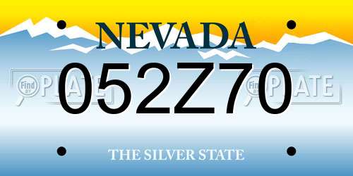052Z70 Nevada License Plate