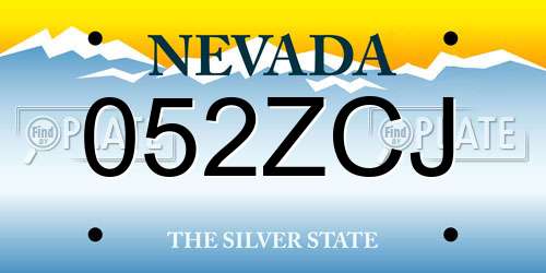 052ZCJ Nevada License Plate