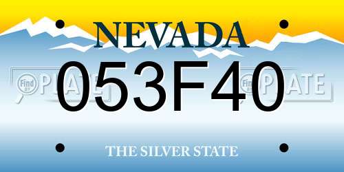 053F40 Nevada License Plate