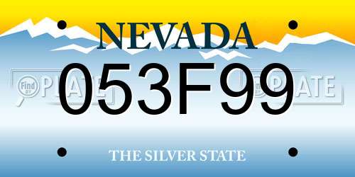 053F99 Nevada License Plate