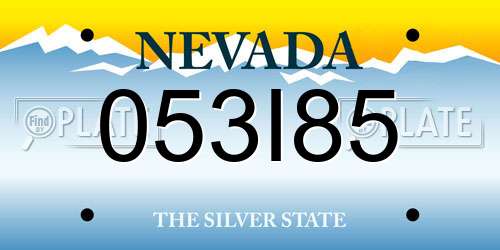 053I85 Nevada License Plate