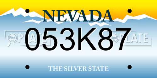 053K87 Nevada License Plate