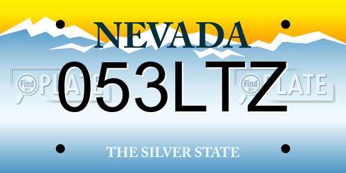053LTZ Nevada License Plate