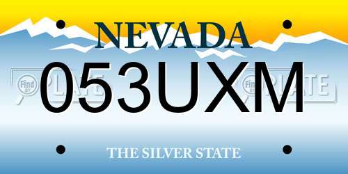053UXM Nevada License Plate