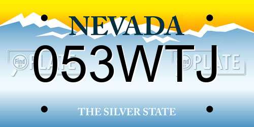 053WTJ Nevada License Plate