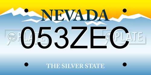 053ZEC Nevada License Plate