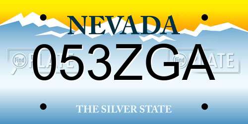 053ZGA Nevada License Plate