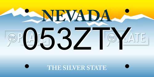053ZTY Nevada License Plate
