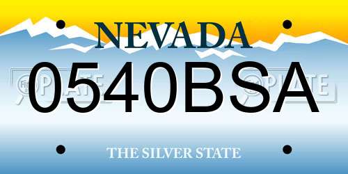 0540BSA Nevada License Plate
