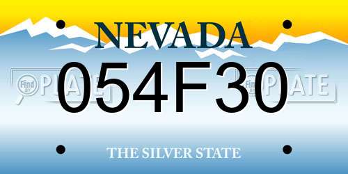 054F30 Nevada License Plate