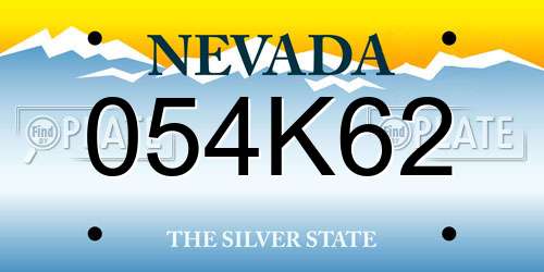 054K62 Nevada License Plate