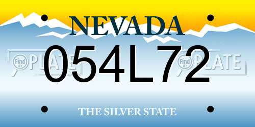 054L72 Nevada License Plate