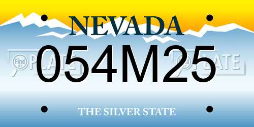054M25 Nevada License Plate