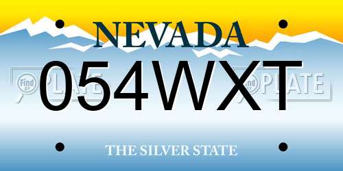 054WXT Nevada License Plate
