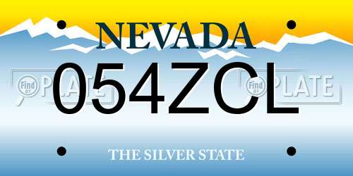 054ZCL Nevada License Plate