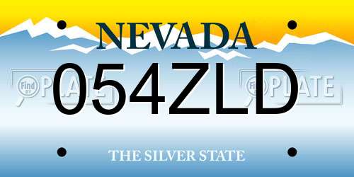 054ZLD Nevada License Plate