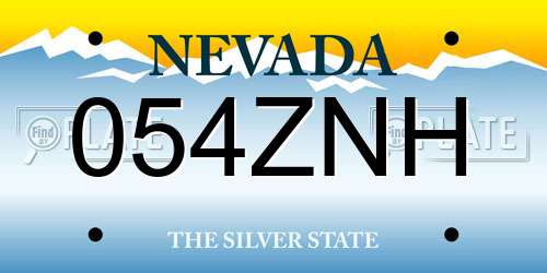 054ZNH Nevada License Plate