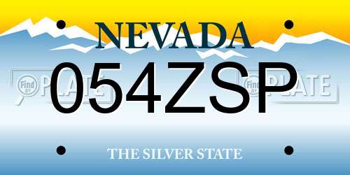 054ZSP Nevada License Plate