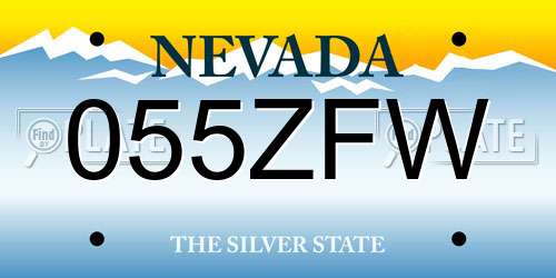 055ZFW Nevada License Plate