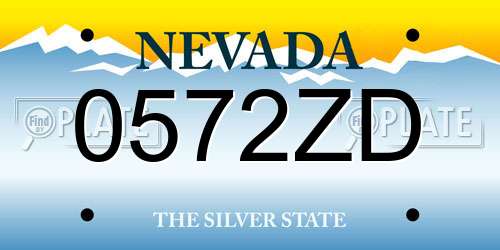 0572ZD Nevada License Plate