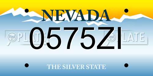 0575ZI Nevada License Plate