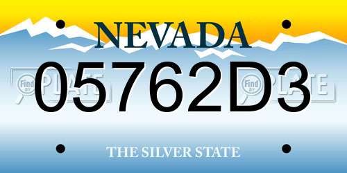05762D3 Nevada License Plate