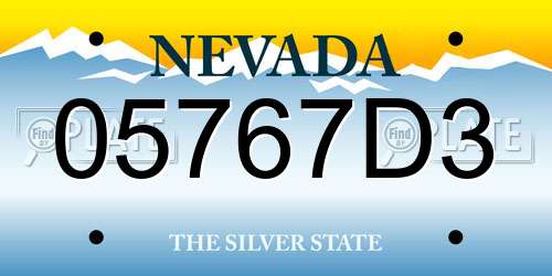 05767D3 Nevada License Plate