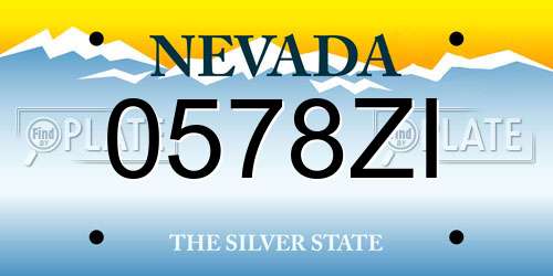 0578ZI Nevada License Plate