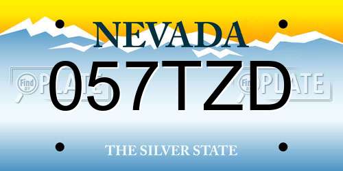 057TZD Nevada License Plate