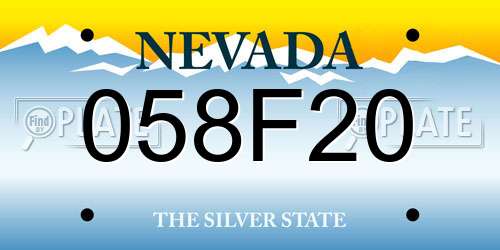 058F20 Nevada License Plate